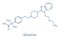 Bilastine antihistamine drug molecule. Skeletal formula.