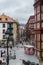 Bilbao, Basque Country / Spain - July 2016: view on staircase at the Miguel Unamuno Plaza in Bilbao on July 2016