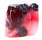 Bilberries raspberry and mulberry fruits inside of ice