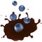 Bilberry In Chocolate Splash. Vector