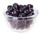 Bilberry fruit in transparent glass