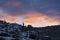 Bilecik mountain village in the winter at sunset.