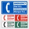 Bilingual Emergency Dial 911 Sign on transparent background