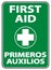 Bilingual First Aid Sign on white background