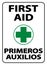 Bilingual First Aid Sign on white background