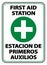 Bilingual First Aid Station Sign on white background