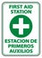 Bilingual First Aid Station Sign on white background