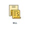 bill icon. expense concept symbol design, invoice, money spending, financial report, account history, pay document, outline modern