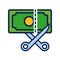 bill money dollar with scissor cutting flat style icon