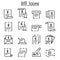 Bill, receipt, invoice, contract icon set in thin line style
