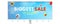 Billboard with advertising of biggest sale. Get up to seventy five percent discount, go for shopping now. Balloons are