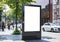 Billboard blank mockup and template empty frame for logo or text on exterior street advertising poster screen city background.