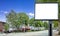 Billboard mockup, blank large outdoor poster advertise panel, city street, urban background