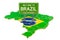 Billboard Welcome to Brazil on Brazilian map, 3D rendering