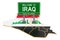 Billboard Welcome to Iraq on Iraqi map, 3D rendering