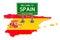 Billboard Welcome to Spain on Spanish map, 3D rendering