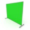 Billet press wall with green screen banner.