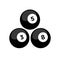 Billiard ball icon. Attribute of the game of billiards. Black ball with a number.