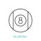 Billiard ball number eight outline icon. Vector illustration. Sports equipment. Inventory for athletic game. Training symbol.
