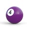 Billiard ball number four purple color isolated on white background