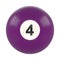 Billiard ball number four purple color isolated on white background