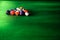 Billiard balls. Colorful snooker balls on green frieze