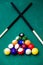 billiard balls are laid out in a triangle