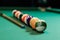 Billiard balls are lined up on a billiard table, American billiards. Sports games, outdoor activities