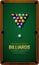 Billiard balls on table vector. Billiard game sport competition leisure illustration poster