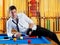 Billiard handsome player man drinking alcohol