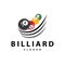 Billiard Logo Minimalist Design Ball and Stick Symbol Illustration Template