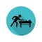 Billiard player long shadow icon. Simple glyph, flat vector of arrow icons for ui and ux, website or mobile application