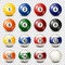 Billiard,pool balls collection for snooker. Transparent background. Vector illustration.