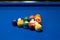 Billiard pool game balls in starting triangular position