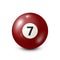 Billiard,red pool ball with number 7.Snooker. White background.Vector illustration.