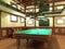 Billiard room in classical style with wooden decoration