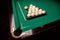 Billiard Russian table and cue with white balls