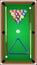 Billiard set. Billard balls, cue and billiard