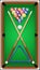 Billiard set. Billard balls, cue and billiard