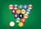 Billiard or snooker balls on green background table snooker color