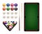 Billiard sport realistic balls, cues, table, rack