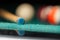 Billiard stick on a green table. billiard stick isolated on a green background