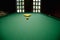 Billiard table with billiard balls close up.Billiard balls in a pool table