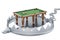 Billiard table inside bear trap, 3D rendering