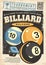 Billiard tournament poster design template