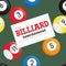 Billiard tournament poster vector template.