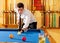 Billiard winner handsome man playing