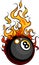 Billiards Eight Ball Flaming Cartoon