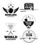 Billiards emblems and bowling vector labels, emblem badges set