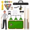 Billiards flat illustration. Billiardist with game equipment.